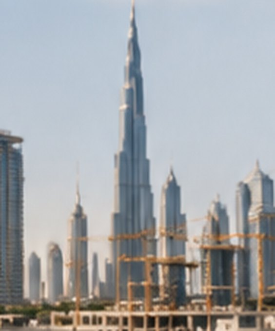 Dubai skyline with buildings under construction